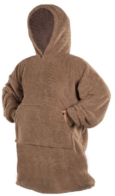 Tiseco - Hoodie COCOON - Deken met Mouwen - Fleece - Unisex - One Size, bruin