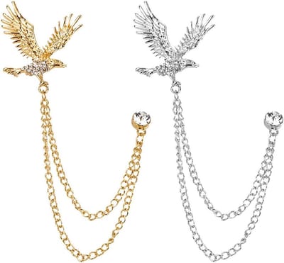 Broches metalen clip blouses clips sjaal accessoires clip naalden adelaar kristal vintage clips mode sieraden badge corsage voor dames, goud/zilver