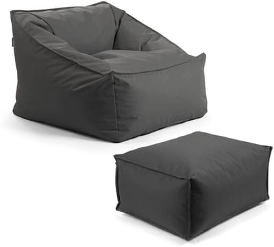 mokebo Tuinstoel met pouf 'Der Sunnyboy', Bean Bag met hocker en vulling of outdoor zitzak, tuinligbed of relaxliege in Antraciet