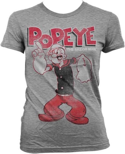 Popeye Dames Tshirt -S- Distressed Sailor Man Grijs