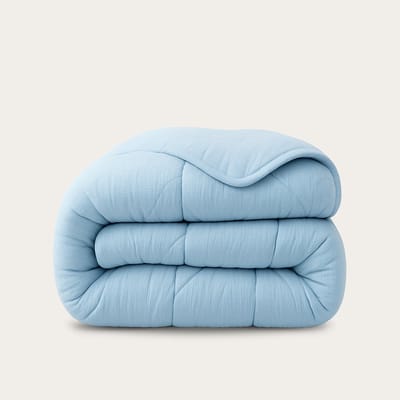 HappyBed Dekbed zonder overtrek 200x200 - Wasbaar Dekbed - Bedrukt dekbed zonder hoes - Hoesloos Dekbed - Tweepersoonsdekbed - Light Blue