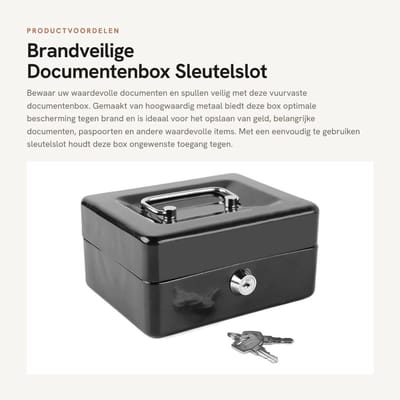 Dailygoods- Brandwerende Documentbox - Geldkistje met Sleutel - Veiligheidsbox voor Waardevolle Spullen - Duurzaam Metaal - Eenvoudig te Gebruiken - Ideaal voor Documenten en Geld - Geldkluis