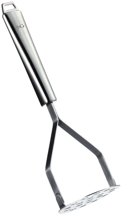5Five Aardappelstamper/pureestamper - zilver rvs metaal - keuken gerei - 27 cm - Hoge kwaliteit in stevigheid