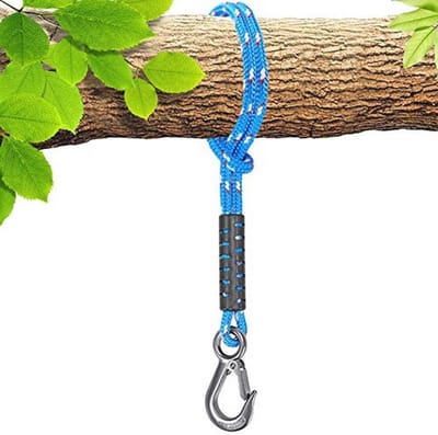 Hangmat touw voor buiten, 100 cm, polyester verlengsnoer tot 2500 lbs met haak en 10 mm diameter