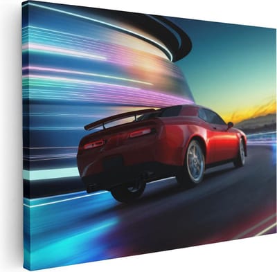 Artaza Canvas Schilderij Sportauto - 40x30 cm - Klein - Muurdecoratie Auto Mancave - Wanddecoratie Woonkamer - Kamer Accessoires