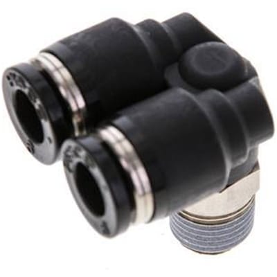 6mm x R1/8'' Y-koppeling Messing/PBT Insteekfitting Buitendraad Draaibaar NBR