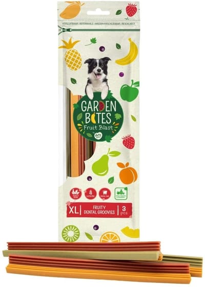 duvoplus Garden Bites - Fruity Dental Groovies Hondensnacks - Hondensnoepjes - Vegetarisch & Glutenvrij - Extra Large 3st