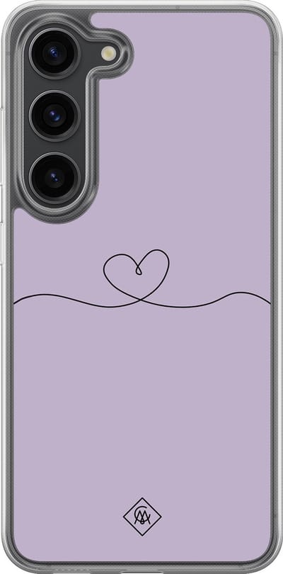 Casimoda® hoesje - Geschikt voor Samsung Galaxy S23 Plus - Hart Lila - 2-in-1 case - Schokbestendig - Illustratie - Verhoogde randen - Paars, Transparant