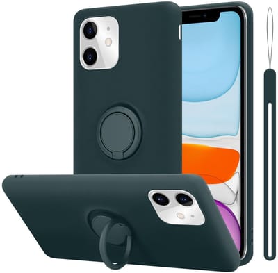 Cadorabo Hoesje geschikt voor Apple iPhone 11 in LIQUID GROEN - Beschermhoes van flexibel TPU silicone Case Cover met ring
