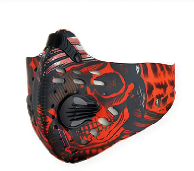Outdoor fietsmasker - Actief koolstof PM2.5 beschermend gezichtsmasker - Anti-smogfilter met stofdichte oorlus - Rood patroon