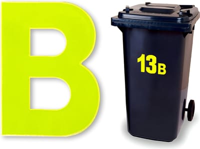 Huisnummer kliko sticker - Letter B - Geel Reflecterend - plakletter stickers - huisnummer letter - container letters - brievenbus letter - CoverArt