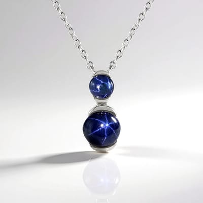 Cavill - Zilveren Halsketting 925 Sterling Gerhodineerd - Blauwe Ster Saffier 1 54 ct Ronde Cabochon - Elegant Sieraad 45 7 cm