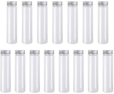 Dailygoods- Testbuizen Set van 12 - 110 ml Proefbuisjes - Transparant - Lekvrij - Met Aluminium Schroefdop - Compact Ontwerp - Proefbuis