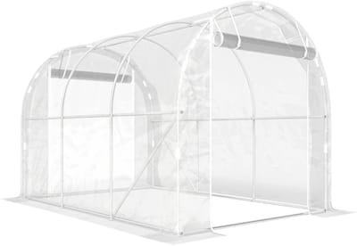 Polytunnelkas - Kas met Roldeuren - Inloopkas - Tunnelkas - Foliekas - Broeikas - Kweekkas - Kastunnel - Tomatenkas - Groentekas - Plantenhuis - voor Groenten, Bloemen, Planten - 195x295x195 cm - Transparant