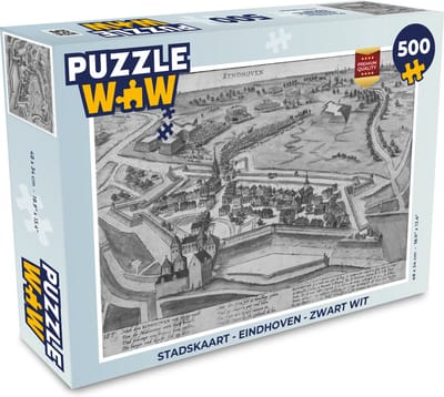 Puzzel Stadskaart - Eindhoven - Zwart Wit - Legpuzzel - Puzzel 500 stukjes - Plattegrond