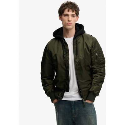 Superdry Hooded MA1 Bomberjack Green Grootte: Xxl