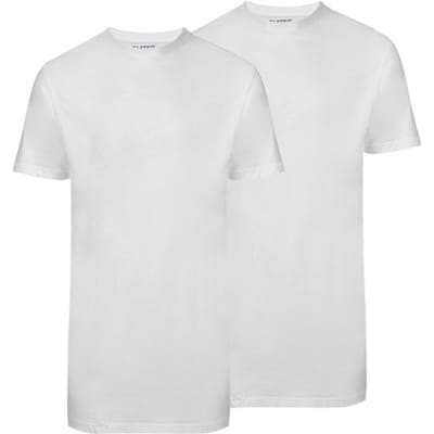 Slater 7700 - Basic Fit Extra Lang 2-pack T-shirt ronde hals korte mouw wit M 100% katoen