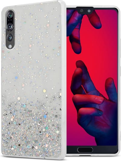 Cadorabo Hoesje geschikt voor Huawei P20 PRO / P20 PLUS in Transparant met Glitter - Beschermhoes van flexibel TPU silicone met fonkelende glitters Case Cover Etui