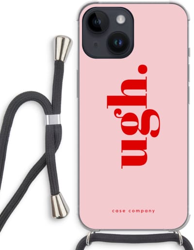 Case Company® - Hoesje met koord geschikt voor iPhone 14 hoesje met Koord - Ugh - Telefoonhoesje met Zwart Koord - Bescherming aan alle Kanten en Over de Schermrand