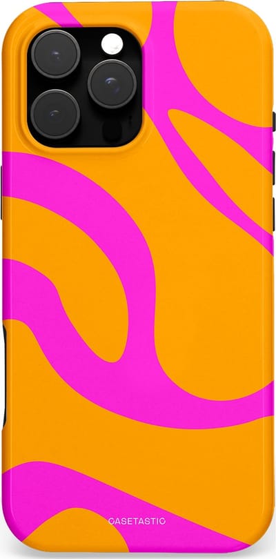 Casetastic Hoesje Geschikt voor Apple iPhone 16 Pro Max Magsafe - Stijlvolle Beschermende Duo-layer Case - Zonnige Zebra Roze-Oranje