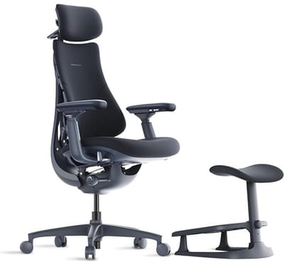 Ergonomische Bureaustoel met Voetensteun 79,3x74x117 cm – 160° Verstelbaar, Adaptieve Lendensteun, Bionische Rugleuning, Gaming & Kantoor Stoel met Zitdiepte 48 cm, Zwart