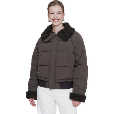 Geisha Jas Winterjas Met Teddy Kraag En Manchetten 68524 16 Dark Brown Dames Maat - S