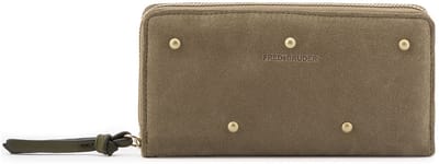 FREDsBRUDER Leren portemonnee The Beaded Wallet Greyish Khaki groengrijs