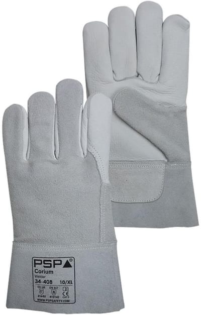 2 paar - Werkhandschoenen PSP 34-408 Corium Welder 08/C/NS, Rundspitflederen lashandschoenen, maat 10 / XL
