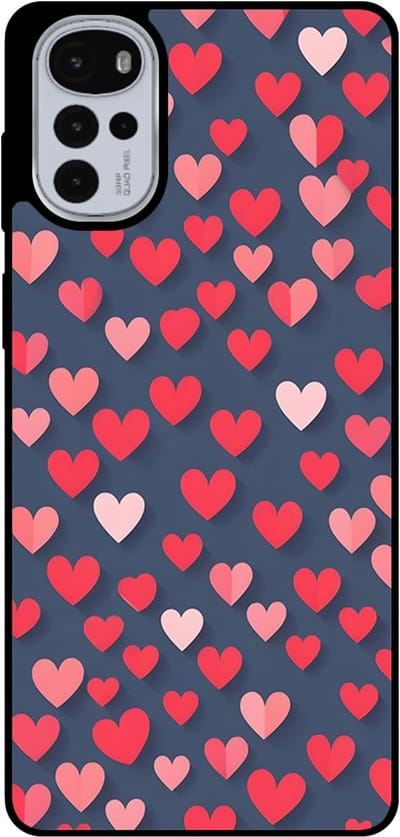 Smartphonica Telefoonhoesje Geschikt voor Motorola Moto G22 met Roze en Rode Hartjes Opdruk - TPU Backcover Case With Rosé and Red Heart Design geschikt voor Motorola Moto G22