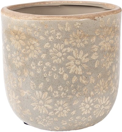 Keramiek Bloempot voor Binnen – Grijs – Rustieke Pot – Ø 18 cm – Keramiek