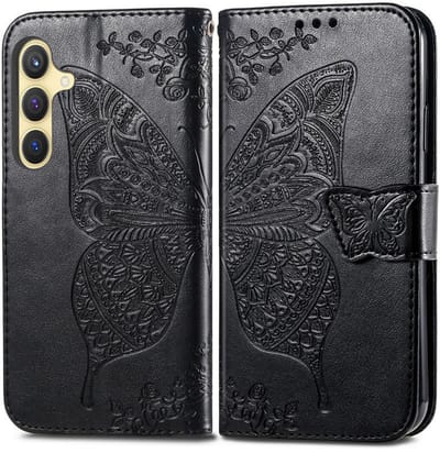 YPCd Bookcase geschikt voor Samsung Galaxy S24 Plus - Vlinder Design - Portemonnee / Wallet Hoesje - Zwart