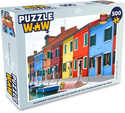 Puzzel Kleurrijke woningen aan het water op het eiland Burano in Italië - Legpuzzel - Puzzel 500 stukjes