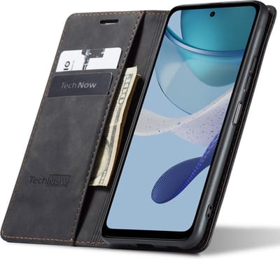 Hoesje geschikt voor Motorola Moto G53 - Book Case Leer Slimline Zwart