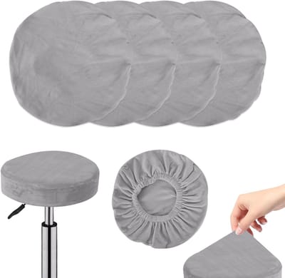 Ronde Stoelbekleding voor Draaiende Barstoelen en Stoelen, Wasbaar en Duurzaam, Geschikt voor 28-38 cm, 4 Stuks, Grijs, Perfect voor Thuis en Horeca