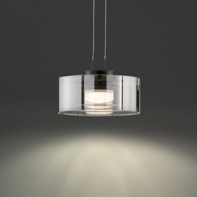 FISCHER & HONSEL LED hanglamp LAVIN, zwart/rookkleurig, Ø 20 cm metaal/glas dimbaar