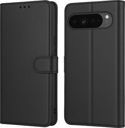 Hoesje Portemonnee geschikt voor Google Pixel 10 Pro XL Zwarte portemonnee met magnetische klep en kaartopslag
