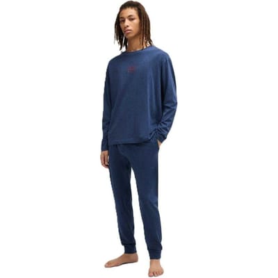 Boss Herenjas met streepjesmotief, normale pasvorm (Donkerblauw)
