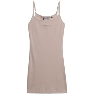 Superdry - Geborduurde geribde jurk met bandjes - Dames - Jurken