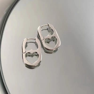 Boucles d'oreilles creuses double cœur couleur argent pour femmes Design style coréen Boucle d'oreille Accessoires de mode Bijoux gray
