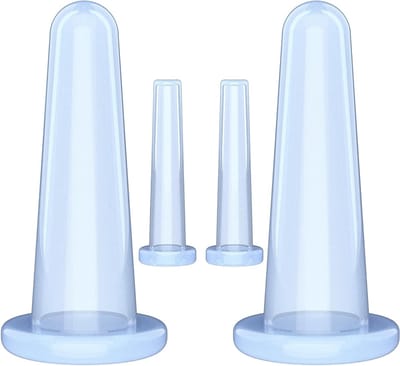 Cupping voor gezicht en ogen, eenvoudige vacuummassage, vermindering van een dubbele kin, lipzwelling en verlichting van gezichtsvocht, set van 4 stuks