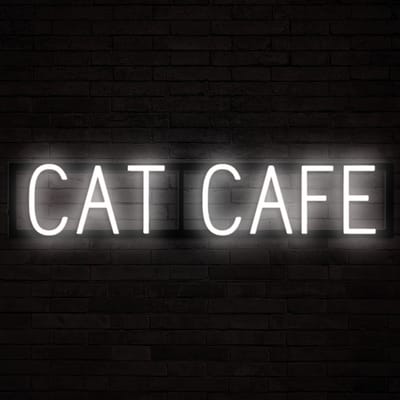 CAT CAFE - Lichtreclame Neon LED bord verlicht | SpellBrite | 76,42 x 16 cm | 6 Dimstanden & 8 Lichtanimaties | Reclamebord neon verlichting