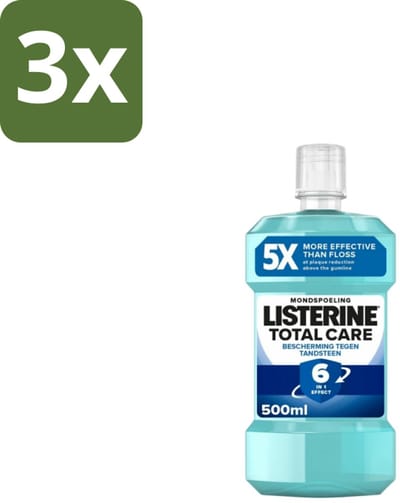 Listerine – Mondwater – Total Care Bescherming Tegen Tandsteen – 500 ml - Bulkverpakking - 3 stuks