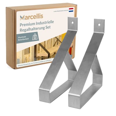 Marcellis - 2x Industriële plankdrager - Voor plank 20cm + schroefset - roestvrij staal - T2