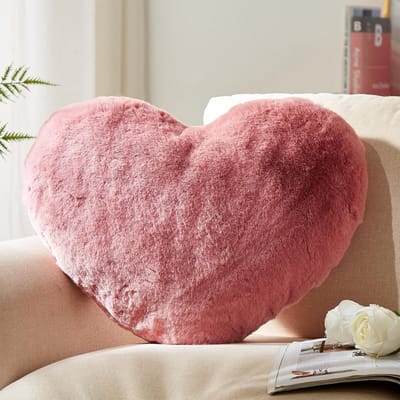 Hartkussen roze 25,5 x 27,5 cm - decoratie binnen buiten - liefdevol 3D kussen voor bank en kinderkamer
