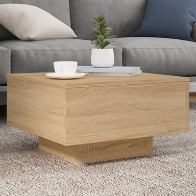vidaXL - Salontafel - met - LED-verlichting - 55x55x31 - cm - sonoma - eikenkleurig