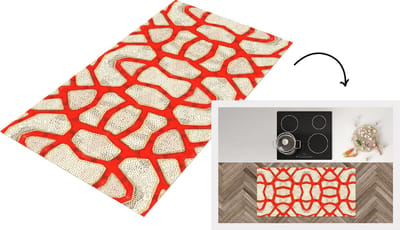 Keukenloper - Loper keuken - Koraal - Rood - Wit - Design - 120x60 cm - Keukenloper vinyl