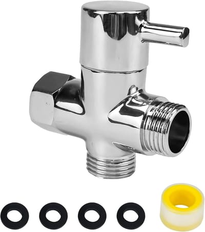 3-Weg Schakelventiel voor Douche - 20mm G 1/2" Diverter Ventiel van Messing voor Badkamer, Keuken en Toilet - Vervangingsonderdeel voor Douche Systemen