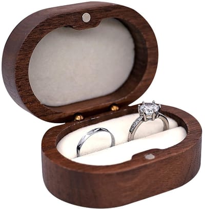 Dailygoods - Ringendoos, houten ringendoos met enkele sleuf, ovale ring, geschenkdoos, retro sieradenkistje voor bruiloft, verloving, voorstel (wit)