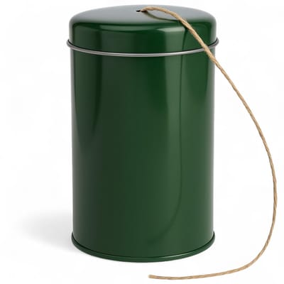 Byshayne- Jute Koord 100 m - Dispenser Houder - Donkergroene Metalen Doos - Binddraad Tuin - Binddraad Knutselen - Praktische Hulp 12,5 cm hoog