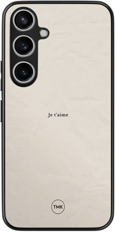 Hoesje geschikt voor Samsung Galaxy A55 - Je t'aime - Beige - TPU case - Tekst - Hardcase zwart telefoonhoesje